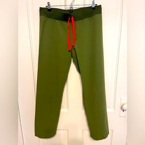 Figs Olive Green Jogger Pants with Red Drawstring